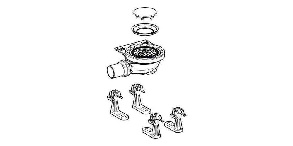 Geberit Duschwannenablauf f Setaplano Sperrwasserhöhe 50mm 4 Füße-6