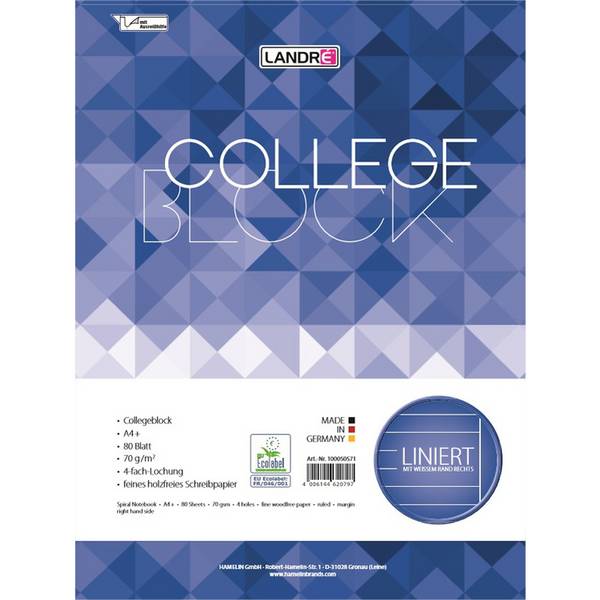 herlitz Collegeblock x.book, DIN A4, 80 Blatt, liniert