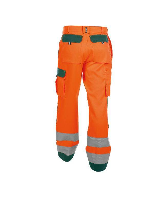 Warnschutzhose mit Kniepolstertaschen, NEONORANGE/FLASCHENGRÜN, Gr. 53-1
