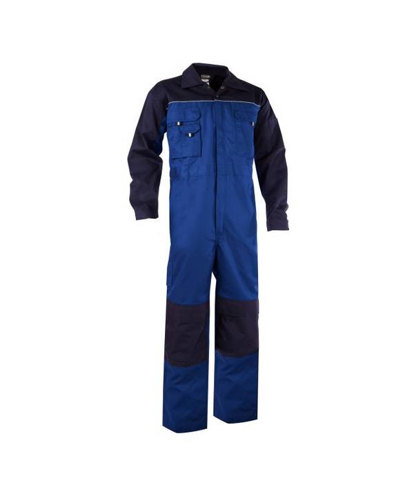 Zweifarbiger Overall mit Kniepolstertaschen, KORNBLAU/DUNKELBLAU, Gr. L