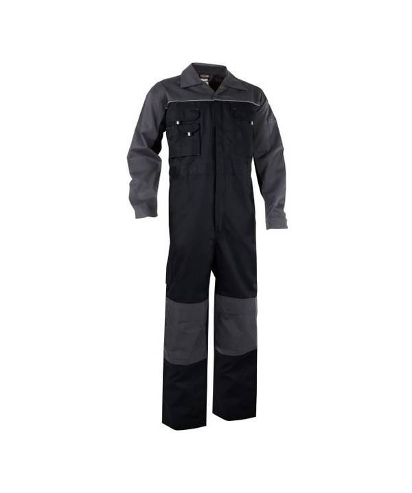 Zweifarbiger Overall mit Kniepolstertaschen, SCHWARZ/ZEMENTGRAU, Gr. S