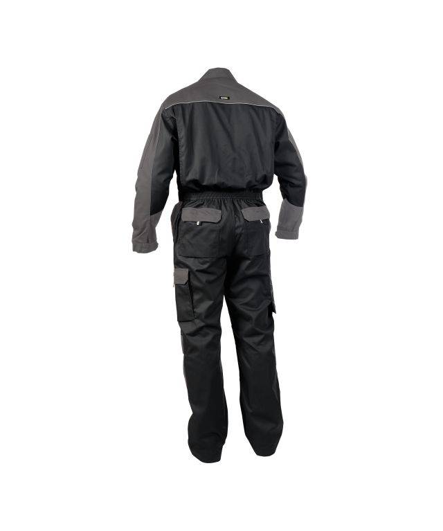 Zweifarbiger Overall mit Kniepolstertaschen, SCHWARZ/ZEMENTGRAU, Gr. S-1