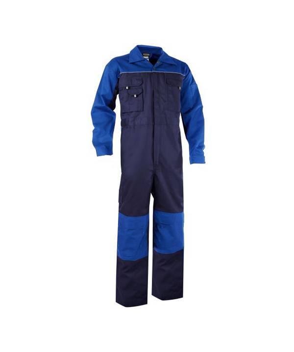 Zweifarbiger Overall mit Kniepolstertaschen, DUNKELBLAU/KORNBLAU, Gr. S