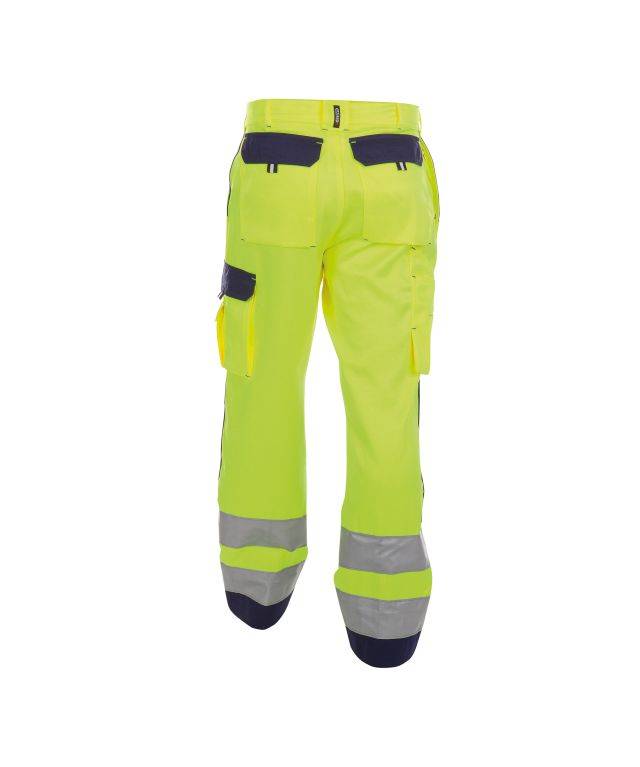 Warnschutzhose mit Kniepolstertaschen, NEONGELB/DUNKELBLAU , Langgröße, Gr. 50-1