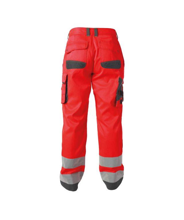 Warnschutzhose mit Kniepolstertaschen, NEONROT/ZEMENTGRAU , Langgröße, Gr. 52-1