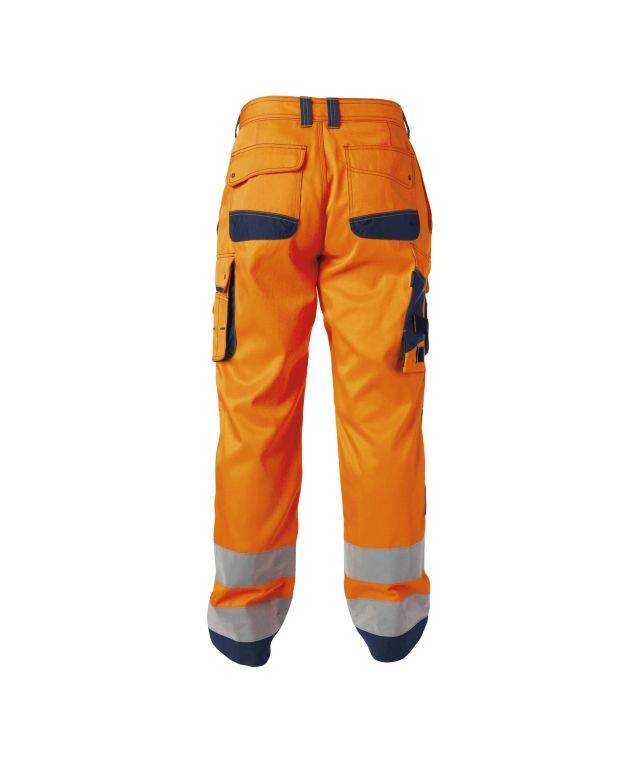 Warnschutzhose mit Kniepolstertaschen, NEONORANGE/DUNKELBLAU, Gr. 50-1