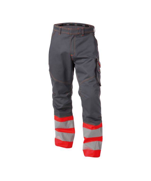 Warnschutzhose, ZEMENTGRAU/NEONROT , Kurzgröße, Gr. 52-0