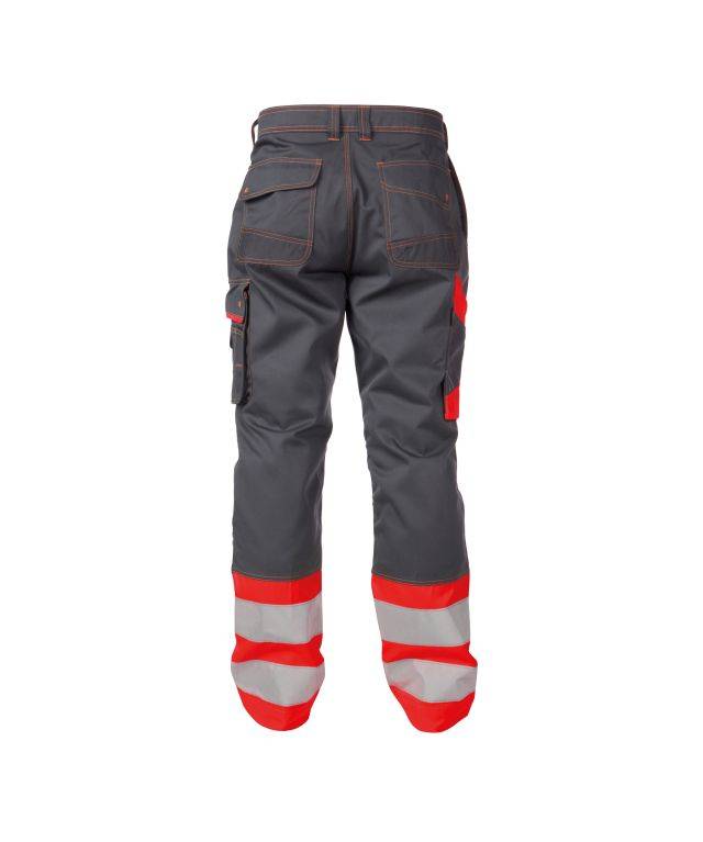 Warnschutzhose, ZEMENTGRAU/NEONROT , Kurzgröße, Gr. 52-1