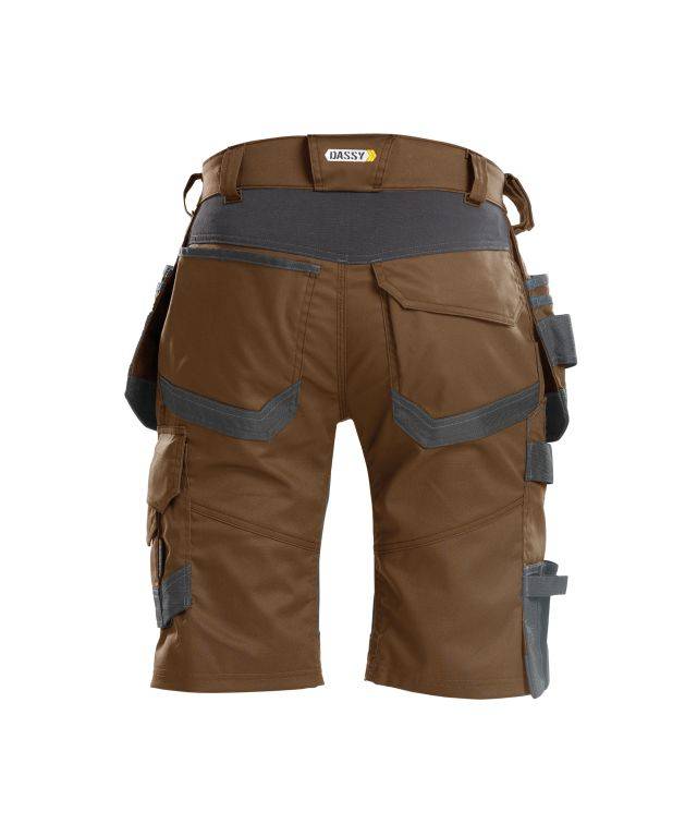 Arbeitsshorts mit Stretch und Holstertaschen, LEHMBRAUN/ANTHRAZITGRAU, Gr. 64-1