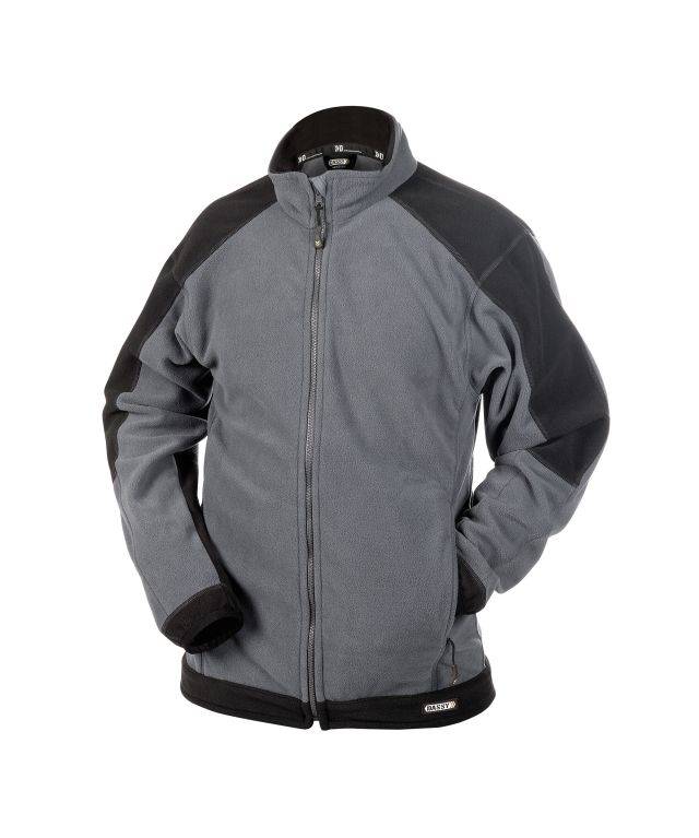 Zweifarbige Fleecejacke, ZEMENTGRAU/SCHWARZ, Gr. XL-0