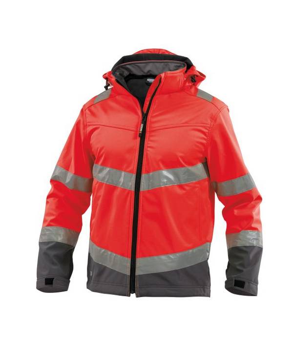DASSY® Malaga Warnschutz Softshell-Jacke Neonrot/Zementgrau Gr. S