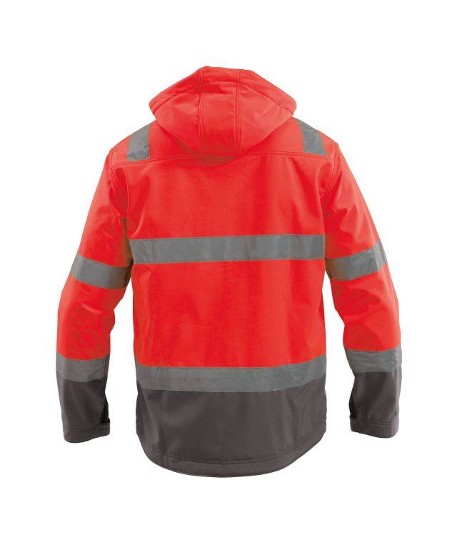 DASSY® Malaga Warnschutz Softshell-Jacke Neonrot/Zementgrau Gr. S-1