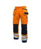 Warnschutzhose mit Holstertaschen und Kniepolstertaschen, NEONORANGE/DUNKELBLAU , Kurzgröße, Gr. 56