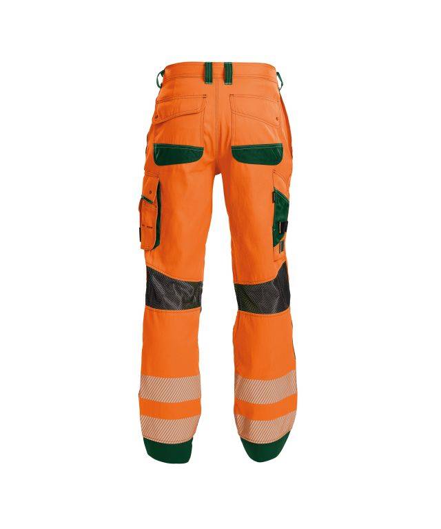 Sommer Warnschutzhose mit Kniepolstertaschen, NEONORANGE/FLASCHENGRÜN , Kurzgröße, Gr. 58-1