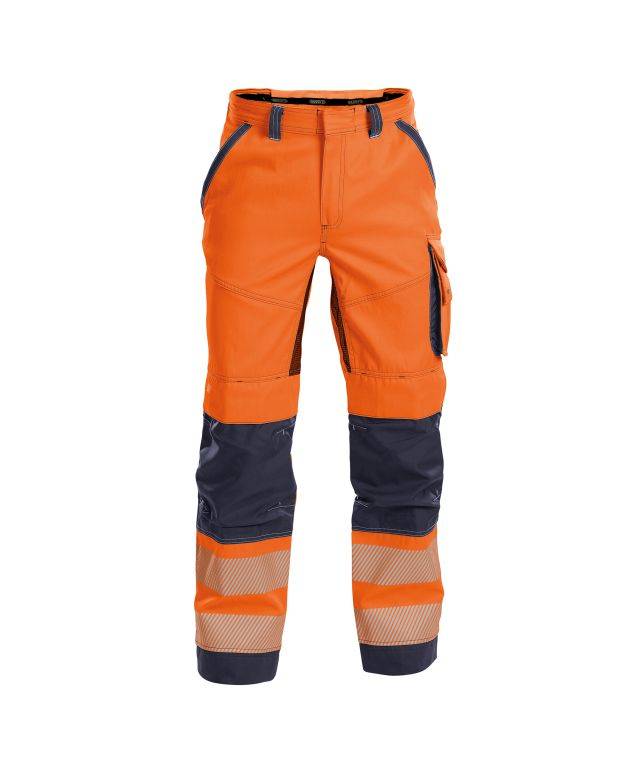 Sommer Warnschutzhose mit Kniepolstertaschen, NEONORANGE/DUNKELBLAU , Langgröße, Gr. 50