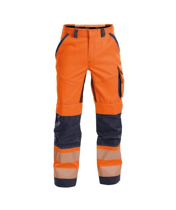 Sommer Warnschutzhose mit Kniepolstertaschen, NEONORANGE/DUNKELBLAU , Langgröße, Gr. 54