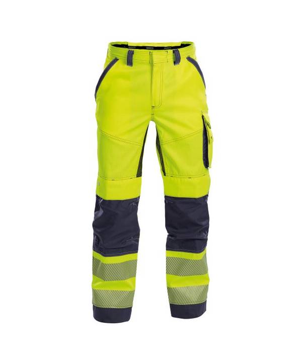 Sommer Warnschutzhose mit Kniepolstertaschen, NEONGELB/DUNKELBLAU , Kurzgröße, Gr. 53