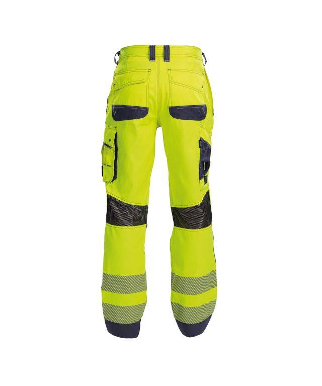 Sommer Warnschutzhose mit Kniepolstertaschen, NEONGELB/DUNKELBLAU , Kurzgröße, Gr. 53-1