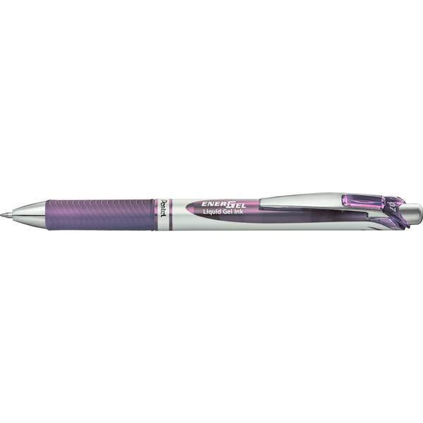 Pentel Energel BL77, Ausziehbarer Gelschreiber, Lila, Lila, Silber, Rund, 0,7 mm, Tinte auf Wasserbasis