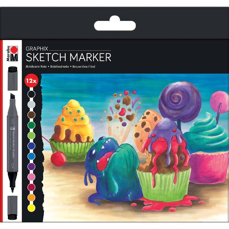 Marabu Sketch-Marker Graphix "SUGARHOLIC", 12er Etui (57202311)