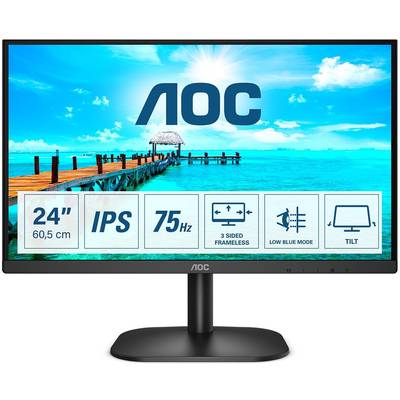 AOC 24B2XDA Monitor 60,5 cm (23,8 Zoll)(Full-HD, IPS-Panel, HDMI, VGA, DVI, Lautsprecher, 75Hz, 4ms, Adaptive Sync)