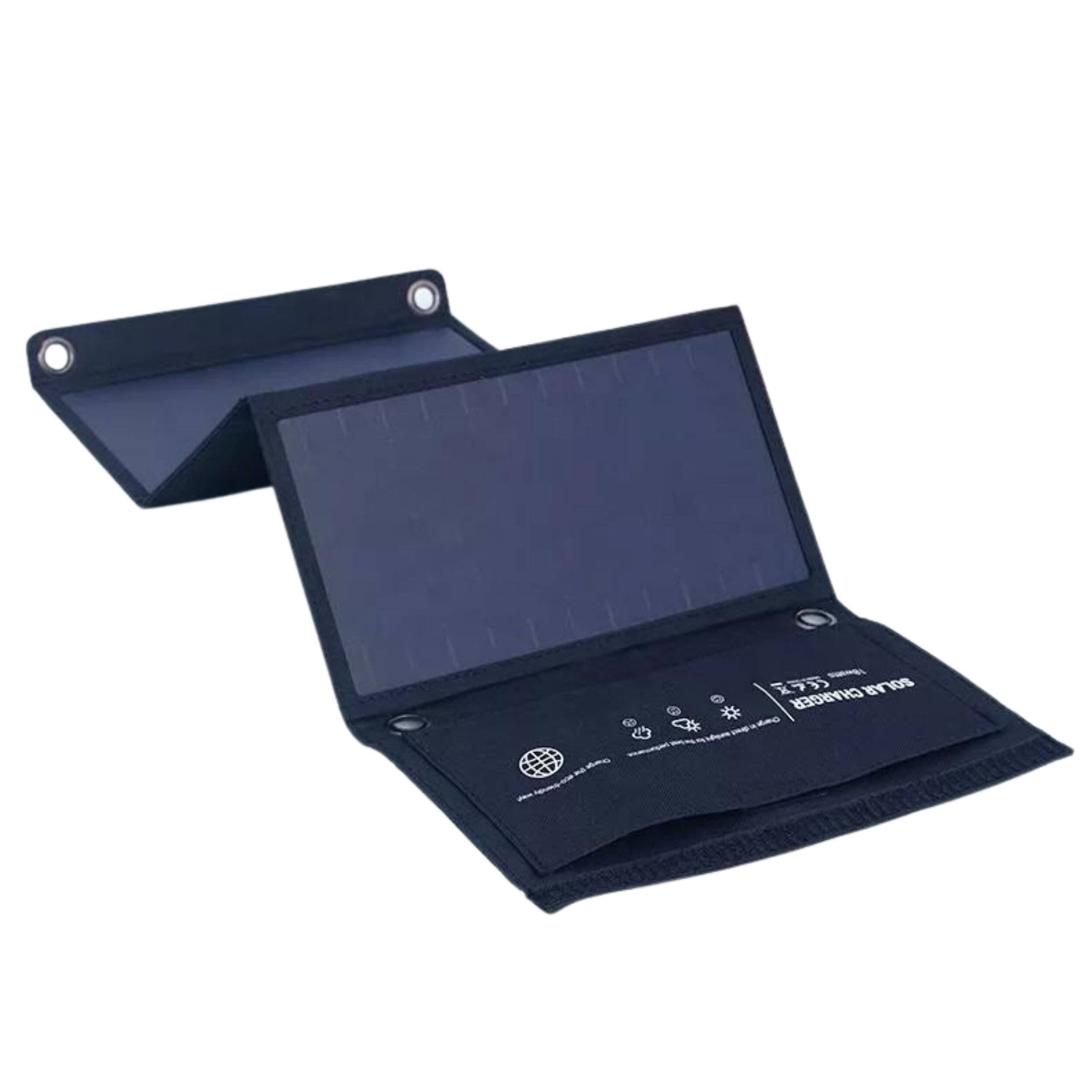 Faltbares Solarpanel Ladegerät 14W monokristallines Solarmodul mit 2x Quick-Charge-USB-0