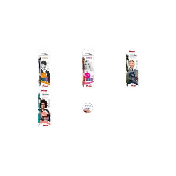 Pentel Gel-Tintenroller EnerGel XmRT Liquid, 4er Set