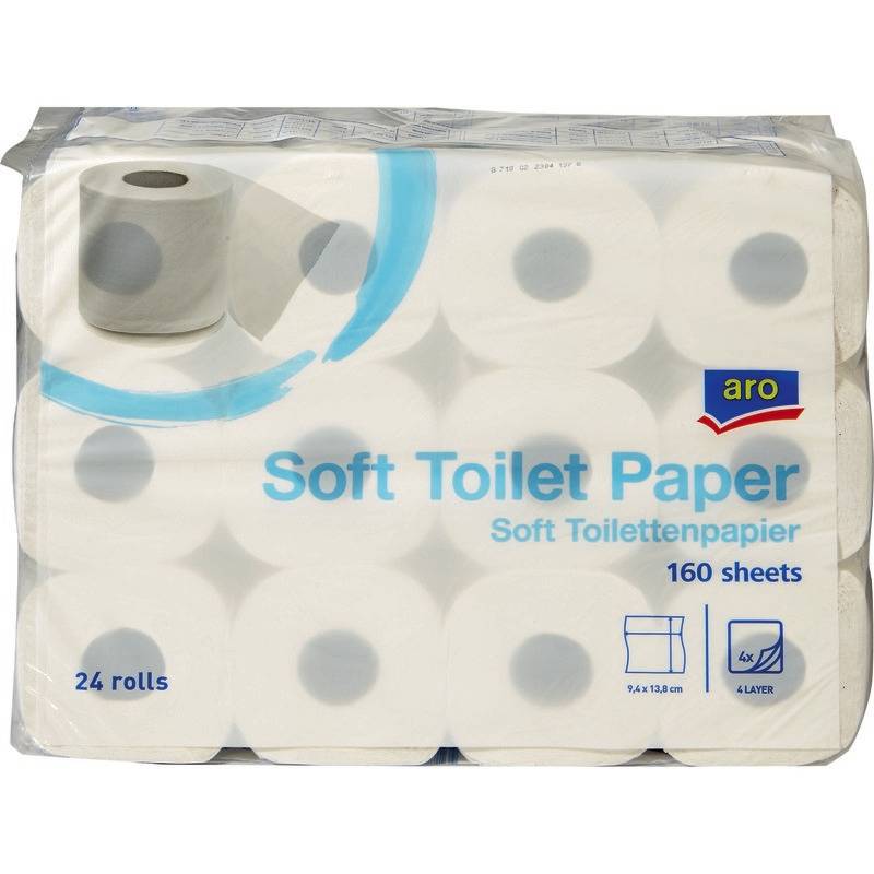 ARO Toilettenpapier, 4-lagig, 24 Rollen à 160 Blatt-0
