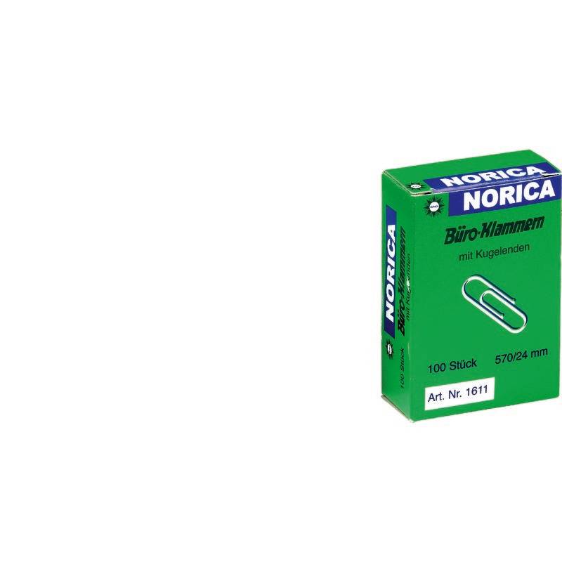 Norica Büroklammern mit Kugelenden, Länge: 24, 100 Stück-0