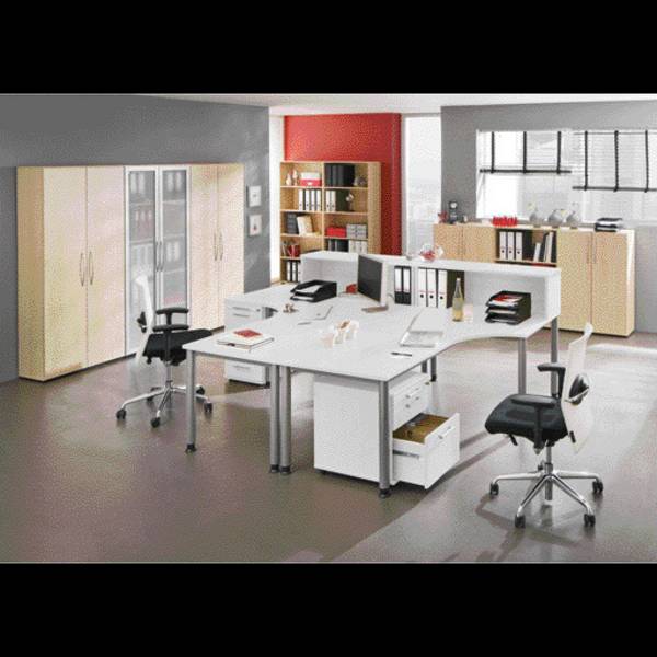 HAMMERBACHER Schreibtisch PILASTRO, B x H x T: 1.600 x 680-760 x 800 mm, lichtgrau