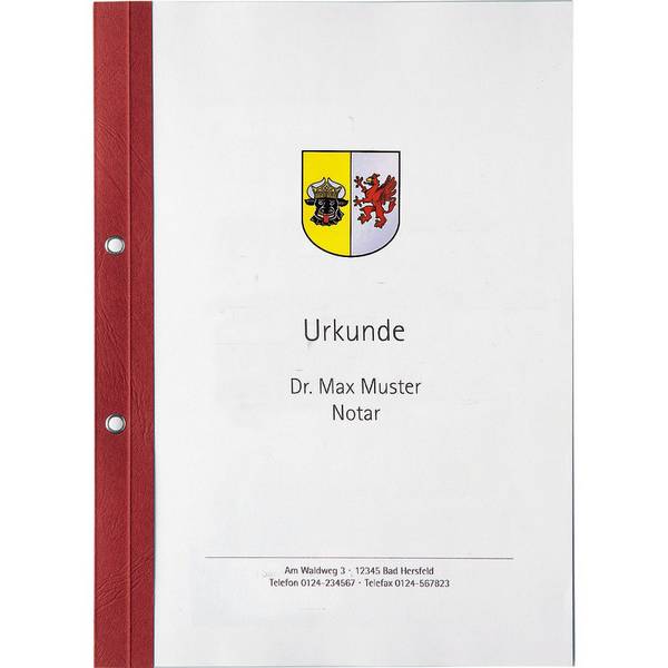 Ösen-Bindemappen mit transparentem Vorderdeckel, Lederstruktur, Rückenstärke 1,5, burgunder