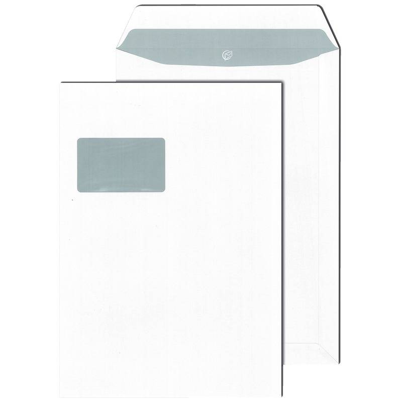 Versandtaschen DIN C4, 229 x 324 mm, selbstklebend, weiß, 90 g/m², mit Fenster55
