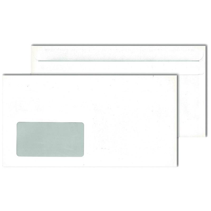 Briefumschlag Kompakt, 125 x 235 mm, weiß selbstklebend, mit Fenster 45 x 90 mm,-0