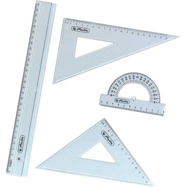 herlitz Geometrie-Set, 4-teilig, transparent 8700403