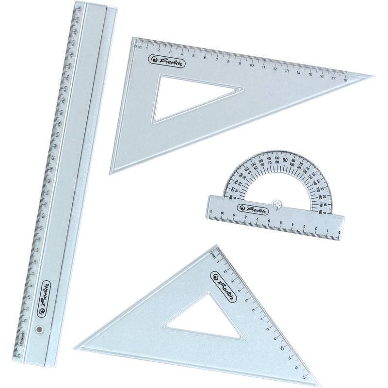 herlitz Geometrie-Set, 4-teilig, transparent 8700403-0