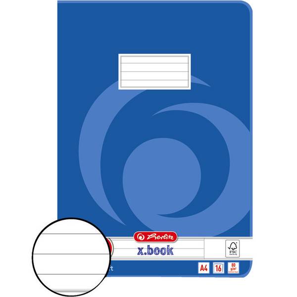 Herlitz 3322500, Blau, 16 Blätter, Liniertes Papier, A4, Klammerbindung, Papier