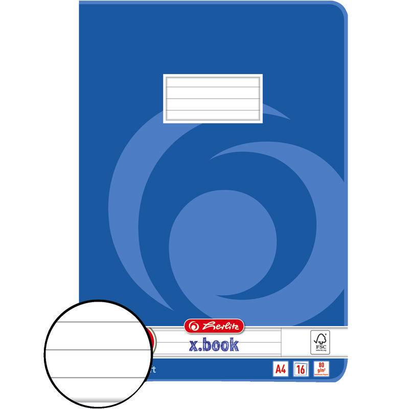 Herlitz 3322500, Blau, 16 Blätter, Liniertes Papier, A4, Klammerbindung, Papier-0