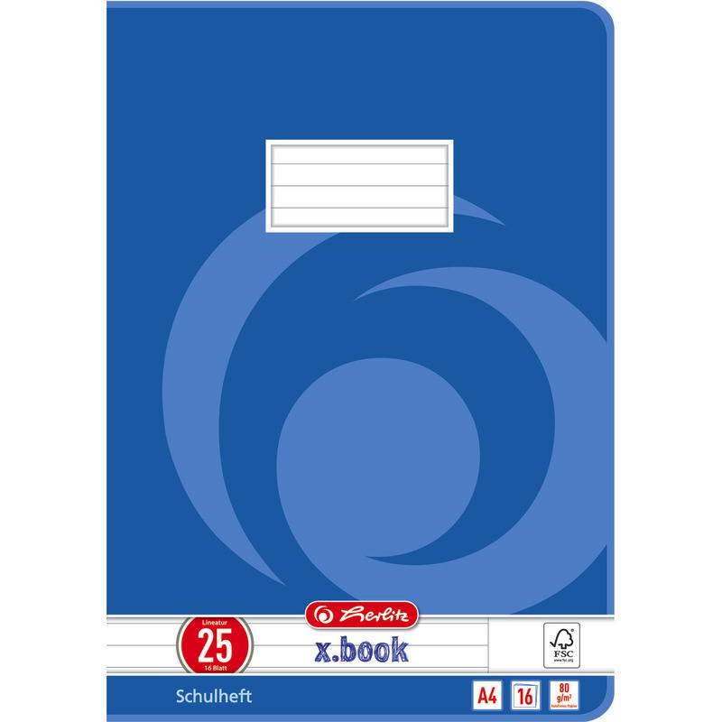 Herlitz 3322500, Blau, 16 Blätter, Liniertes Papier, A4, Klammerbindung, Papier-1