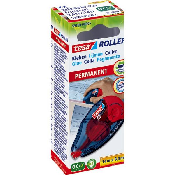 Spar-Set! 2 tesa® Klebe-Refillroller ecoLogo®, nachfüllbar, 8,4 mm x 14 m, perma