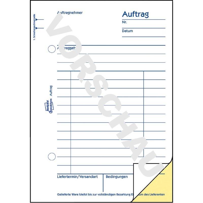 AVERY® Zweckform Auftrag 1727, A6, selbstdurchschreibend, 2x40 Blatt-1
