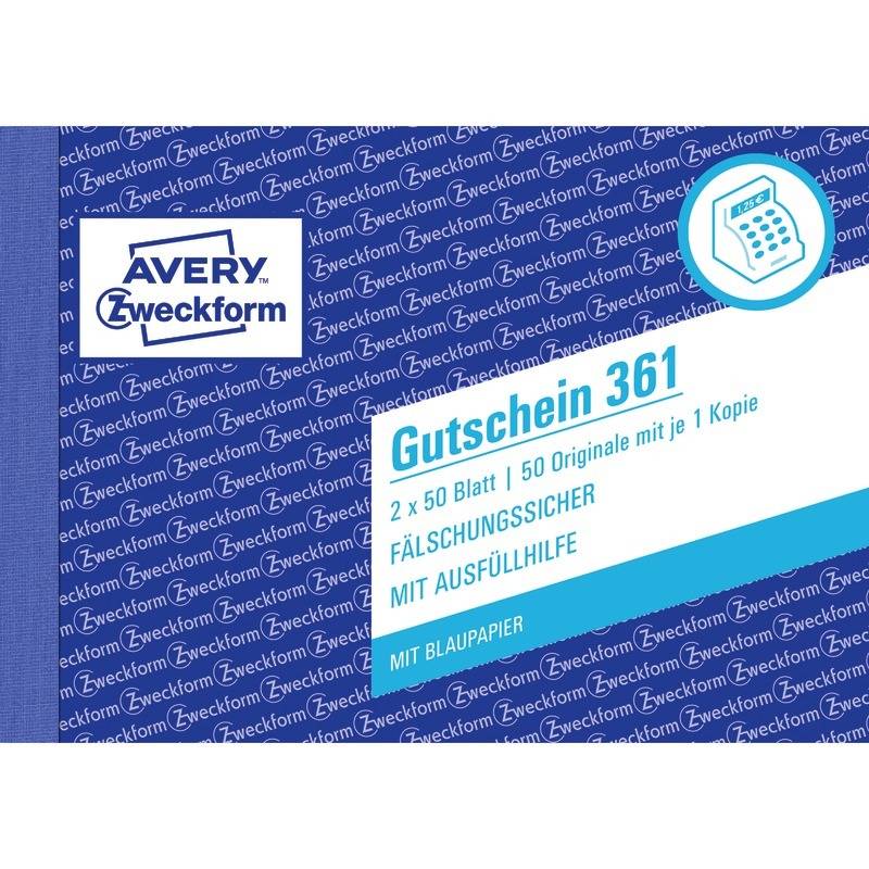 AVERY® Zweckform Gutschein 361, A6 quer, mit Blaupapier, 2x50 Blatt-0