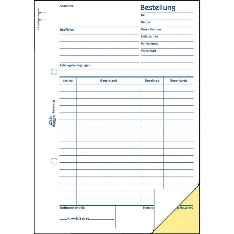AVERY® Zweckform Bestellung 1766, A5, selbstdurchschreibend, 2x40 Blatt-1