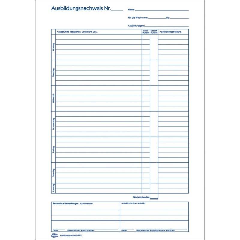 AVERY® Zweckform Ausbildungsnachweis 2831, in Heftform, A4, 28 Blatt-1