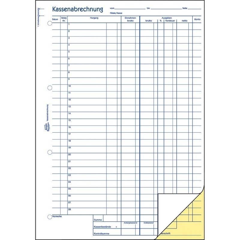 AVERY® Zweckform Kassenabrechnung 1768, A4, selbstdurchschreibend, 2x40 Blatt-1