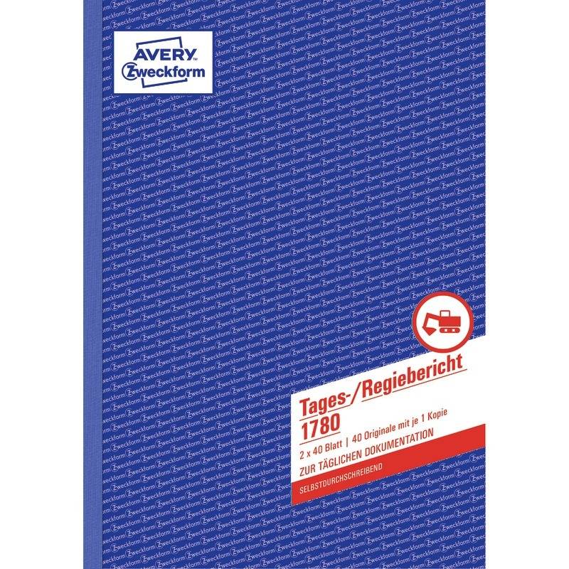 AVERY® Zweckform Tages-/Regiebericht 1780, A4, selbstdurchschreibend, 2x40 Blatt-0