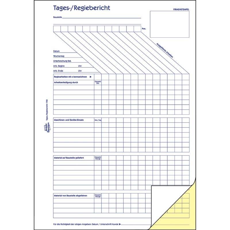 AVERY® Zweckform Tages-/Regiebericht 1780, A4, selbstdurchschreibend, 2x40 Blatt-1