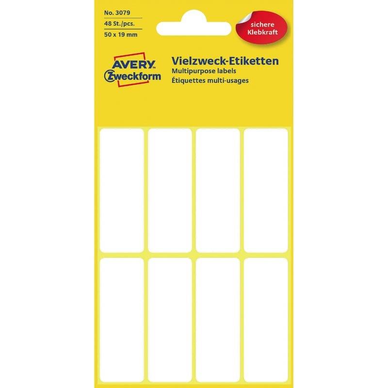 AVERY® Zweckform Universal-Etiketten 3079, 50 x 19 mm, 6 Bogen/48 Etiketten, wei