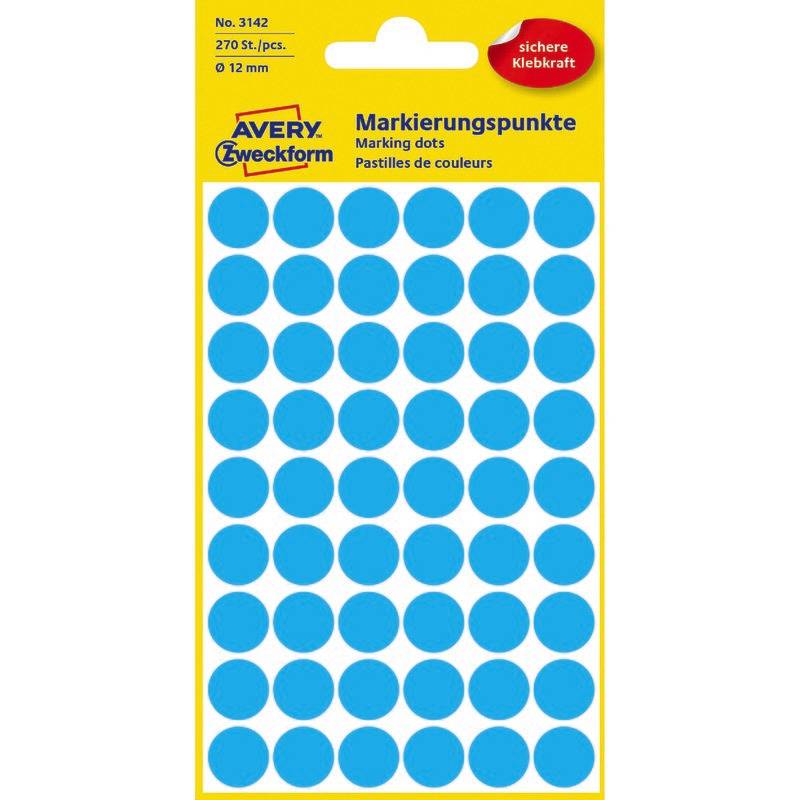 AVERY® Zweckform Markierungspunkte, Ø 12 mm, 5 Bogen/270 Etiketten, blau-0