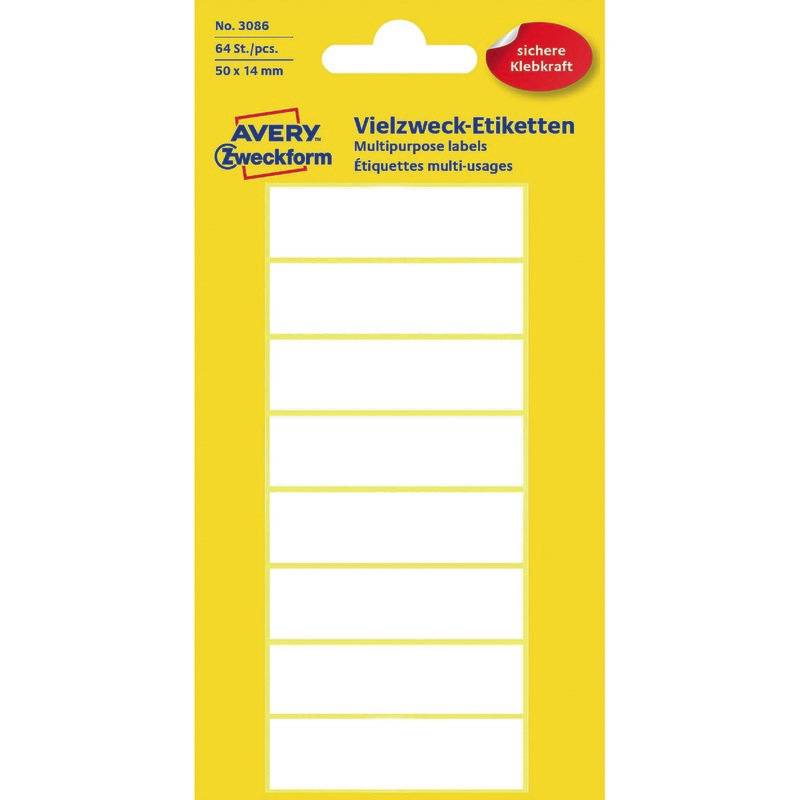 AVERY® Zweckform Universal-Etiketten 3086, 50 x 14 mm, 8 Bogen/64 Etiketten, wei