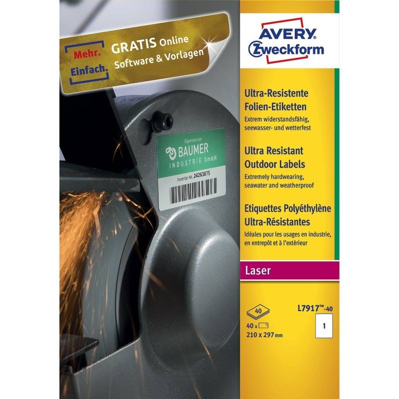 Etikett 210x297mm ws 40 St./Pack. - Artikel: 129006101-0